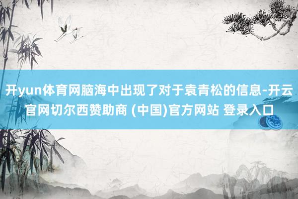 开yun体育网脑海中出现了对于袁青松的信息-开云官网切尔西赞助商 (中国)官方网站 登录入口